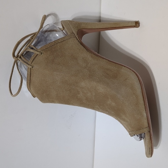 Aquazzura Firenze Tan Suede Leather Covered Lace-Up Heels size EU 37.5 US 7 - Picture 5 of 13